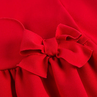 Girls Poppy Red Bow Trims Milano Dress