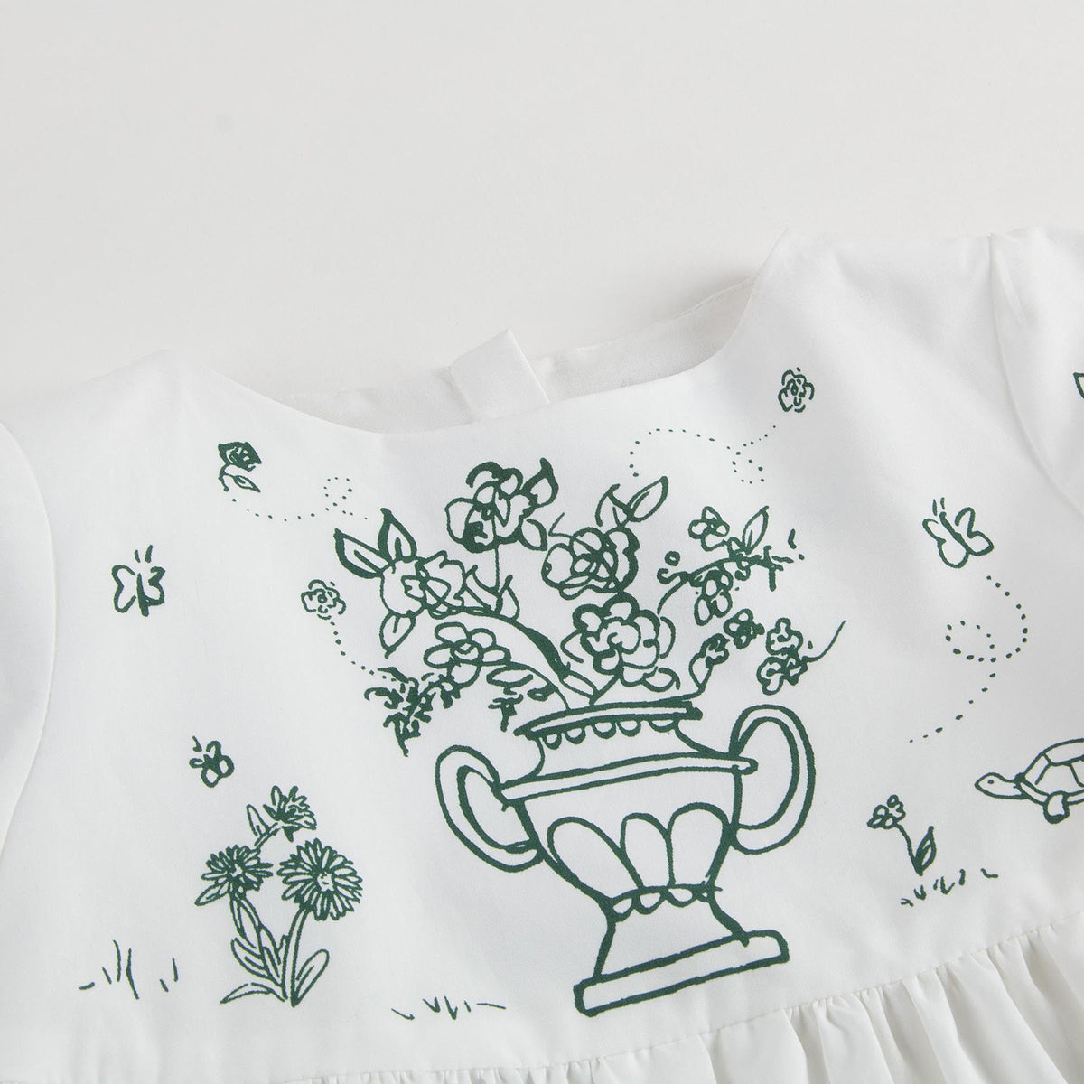 Baby Girls White Botanical Garden Printed Trims Dress