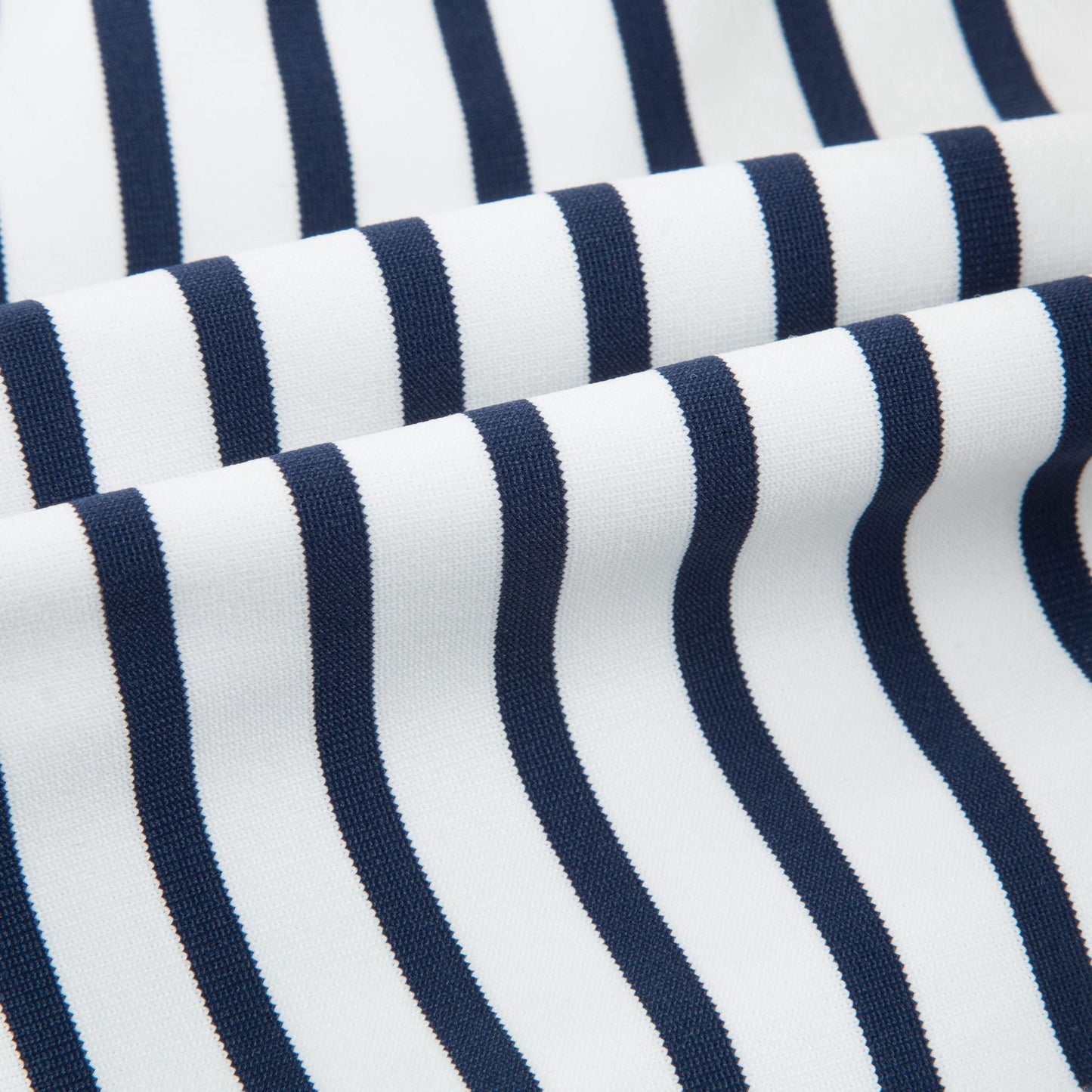 Girls White & Black Striped Polyamide Swimwear
