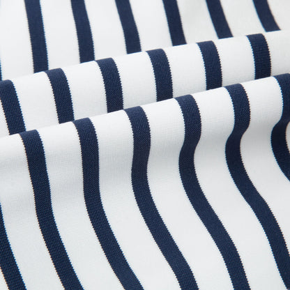 Girls White & Black Striped Polyamide Swimwear