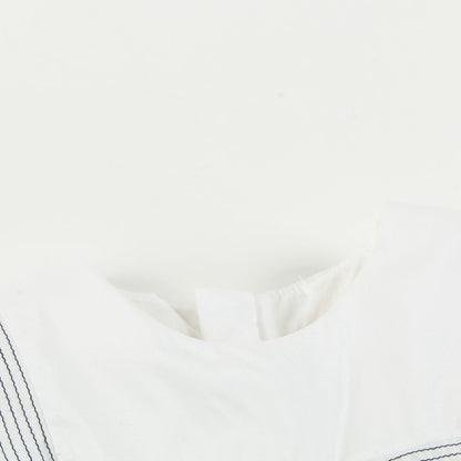 Baby Girls White & Black Striped Cotton Dress