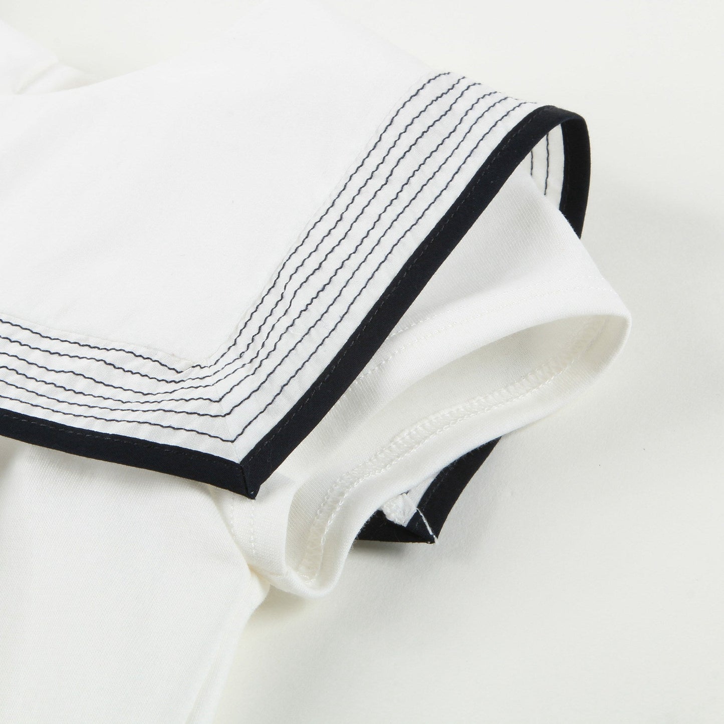 Baby Girls White & Black Striped Cotton Dress