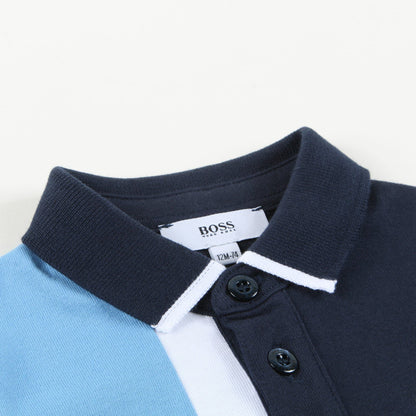 Baby Boys Blue & White Cotton Polo Shirt