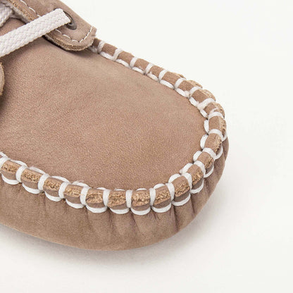 Boys & Girls Beige Suede Mooring Rope Leather  Loafers