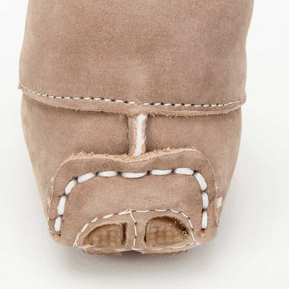 Boys & Girls Beige Suede Mooring Rope Leather  Loafers