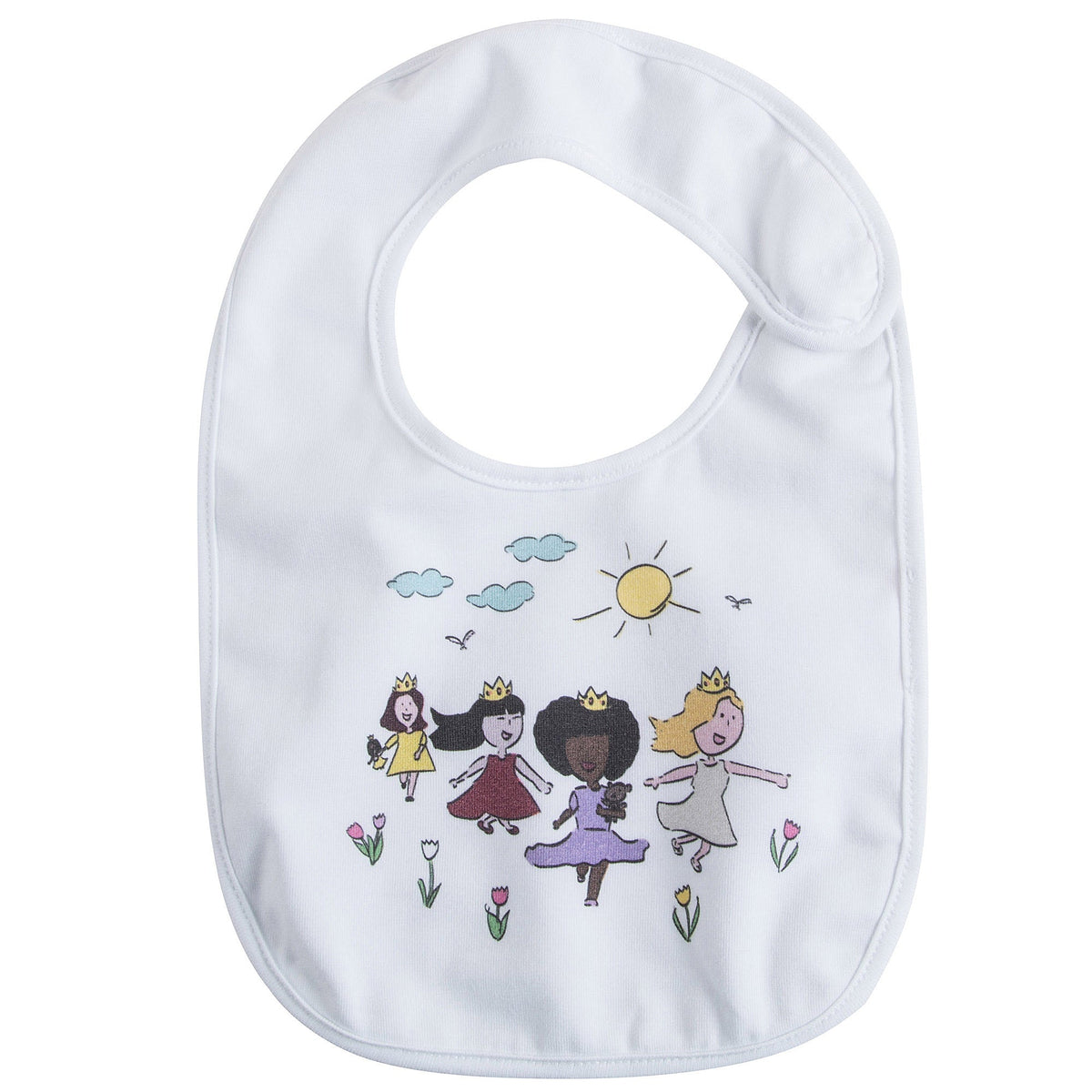 Baby Girls White Fancy Printed Bodysuit & Bib Gift Box Set