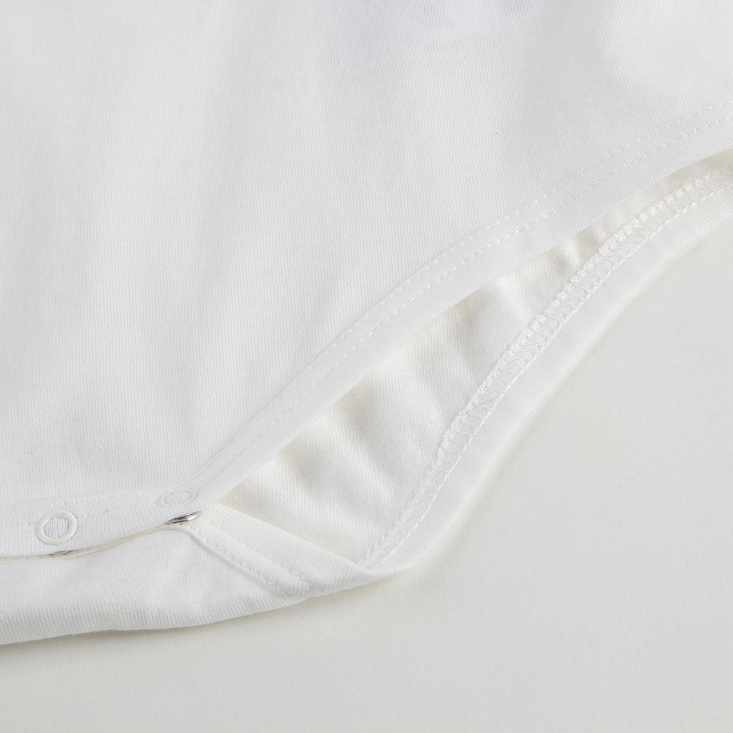 Baby Girls White Cotton Bodysuit With Patch Trims Collar