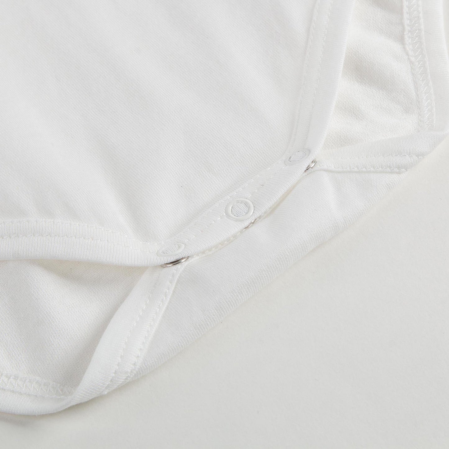 Baby Girls White Cotton Bodysuit With Patch Trims Collar