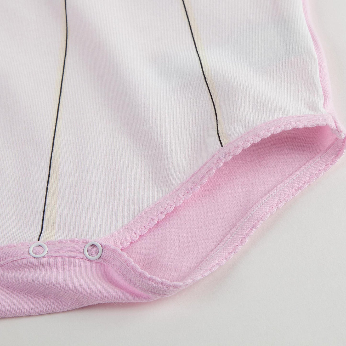 Baby Girls Pink Fancy Printed Trims Cotton Bodysuit