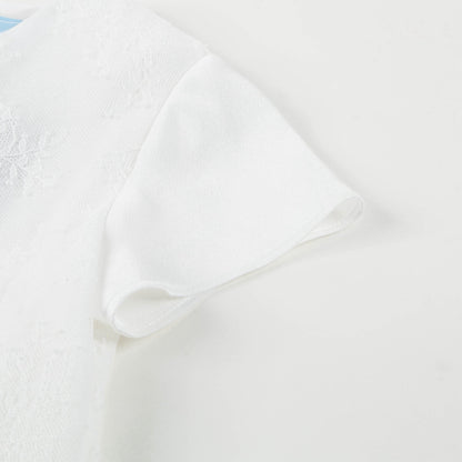 Girls White Lace T-shirt