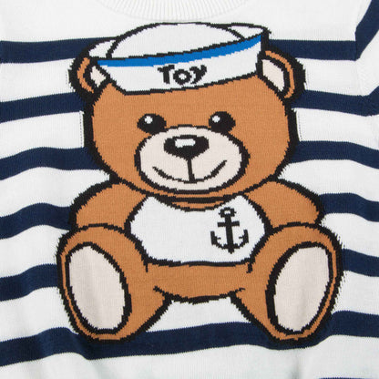 Baby White & Blue Striped Cotton Sweater