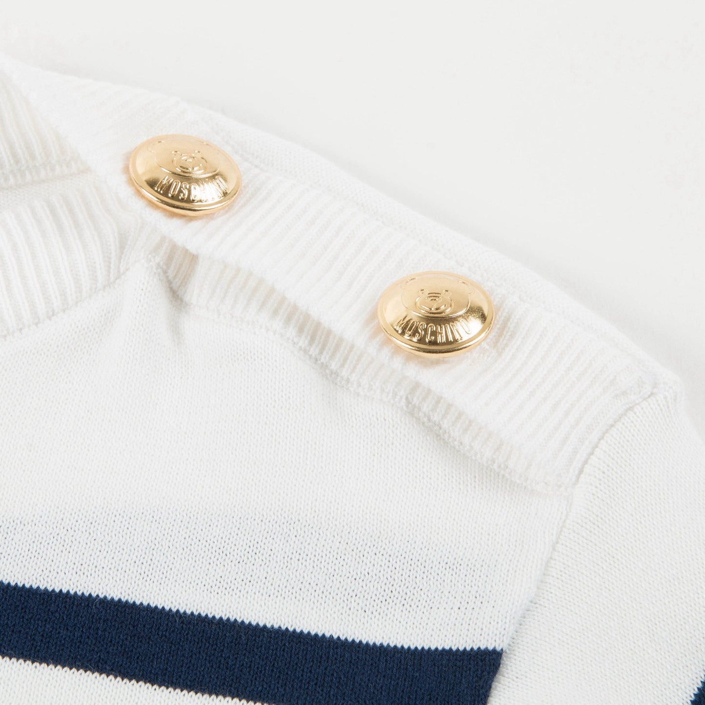 Girls White & Blue Striped Cotton Sweater