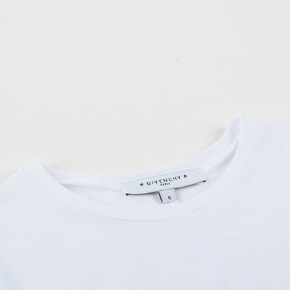 Girls White Cotton Logo T-shirt