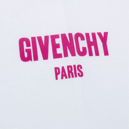 Girls White Cotton Pink Logo T-shirt