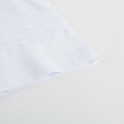 Girls White Pleat and Check Detail Cotton T-shirt