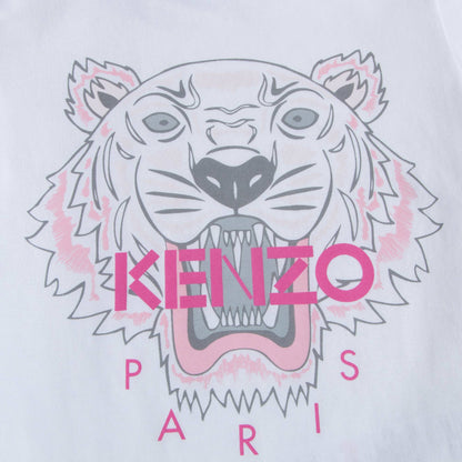 Girls White Tiger Cotton T-shirt