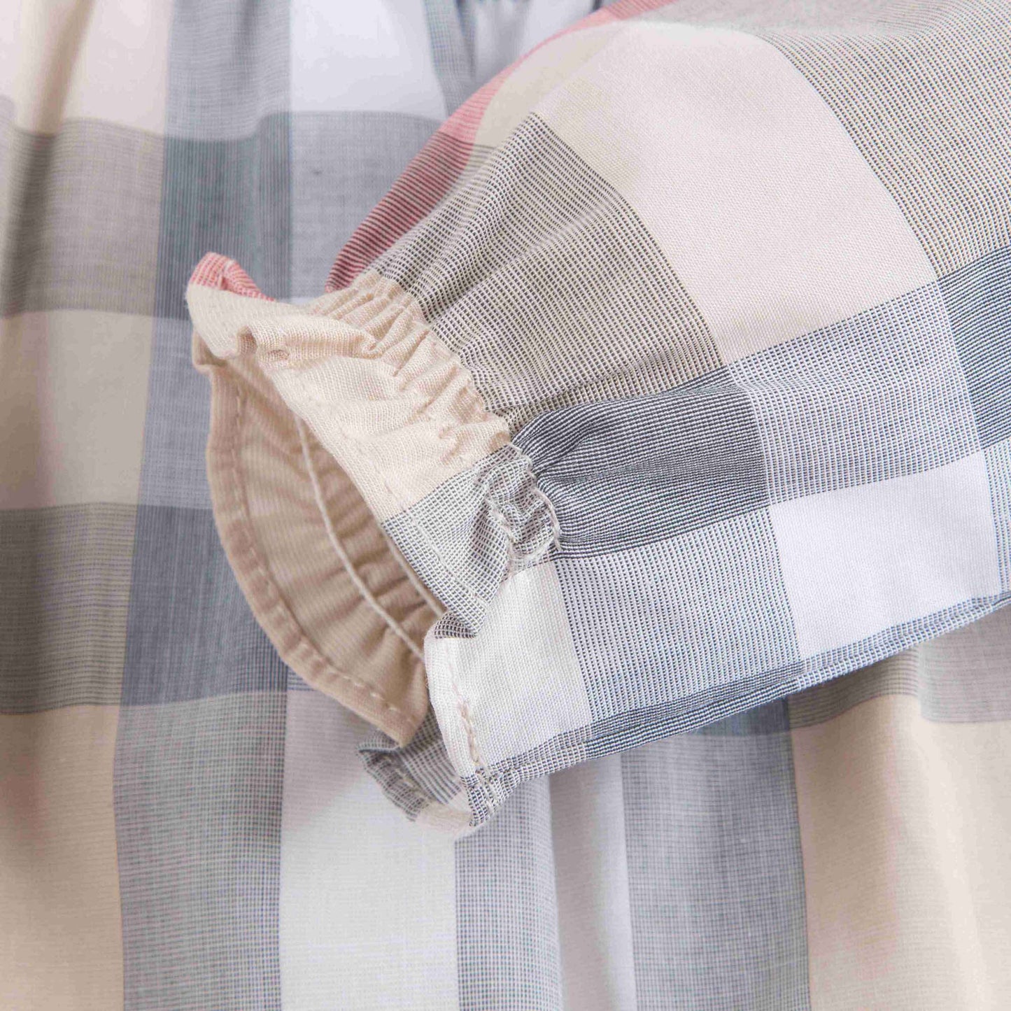 Baby Girls Beige Check Dress With Collar