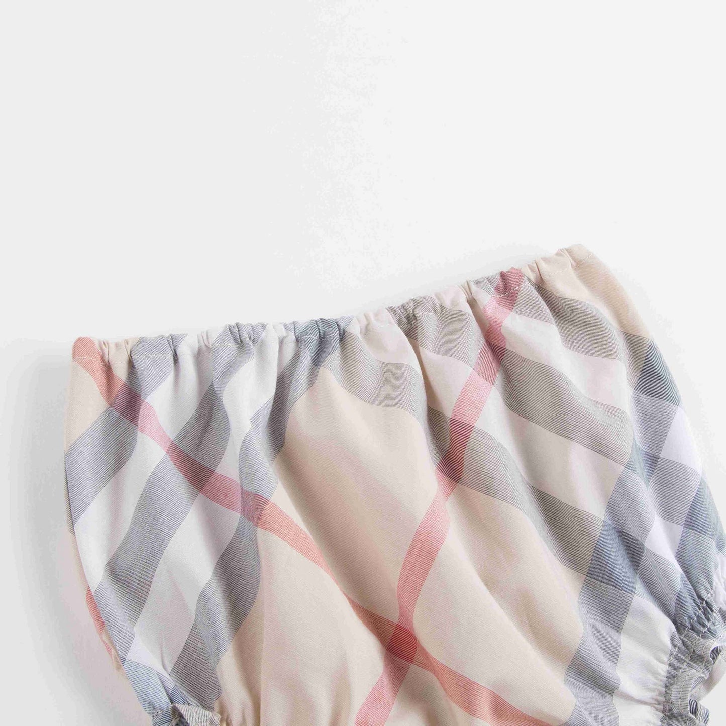 Baby Girls Beige Check Dress With Collar