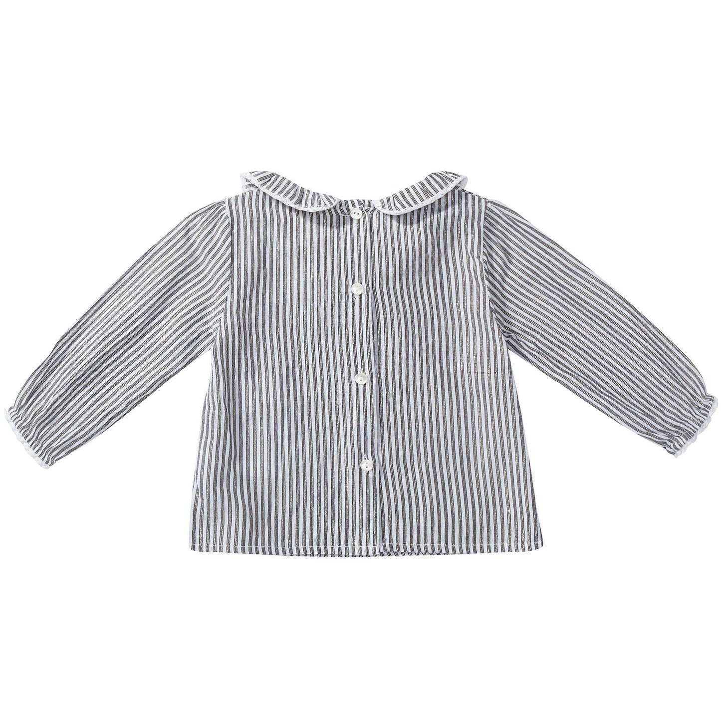Baby Grey & off white Stripes Gold  Cotton Shirts