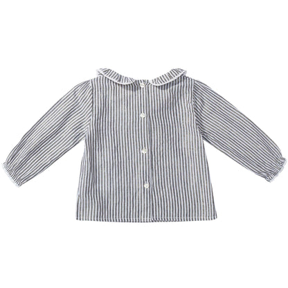 Baby Grey & off white Stripes Gold  Cotton Shirts