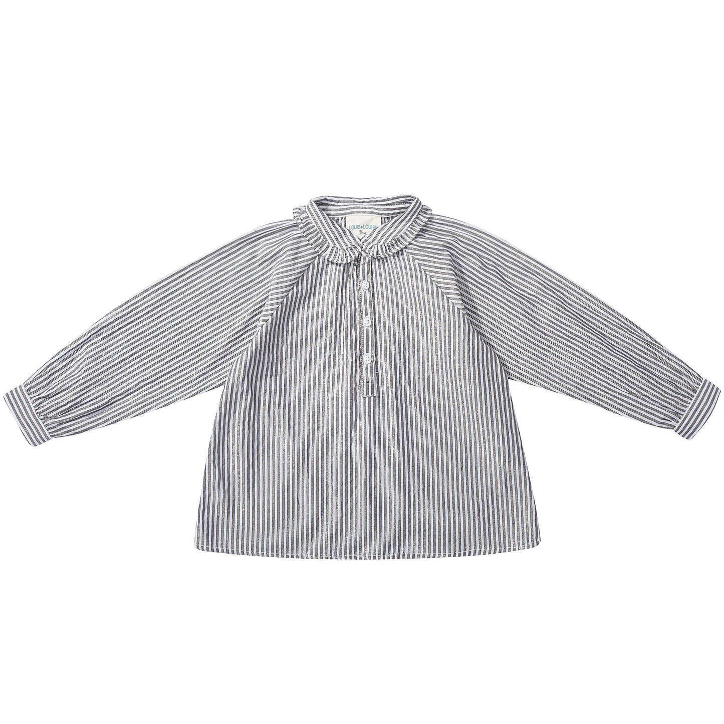 Girls Grey Stripes Cotton Shirt