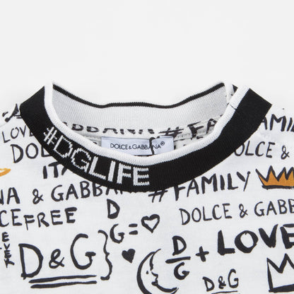 Baby Boys White Printed Cotton T-shirt