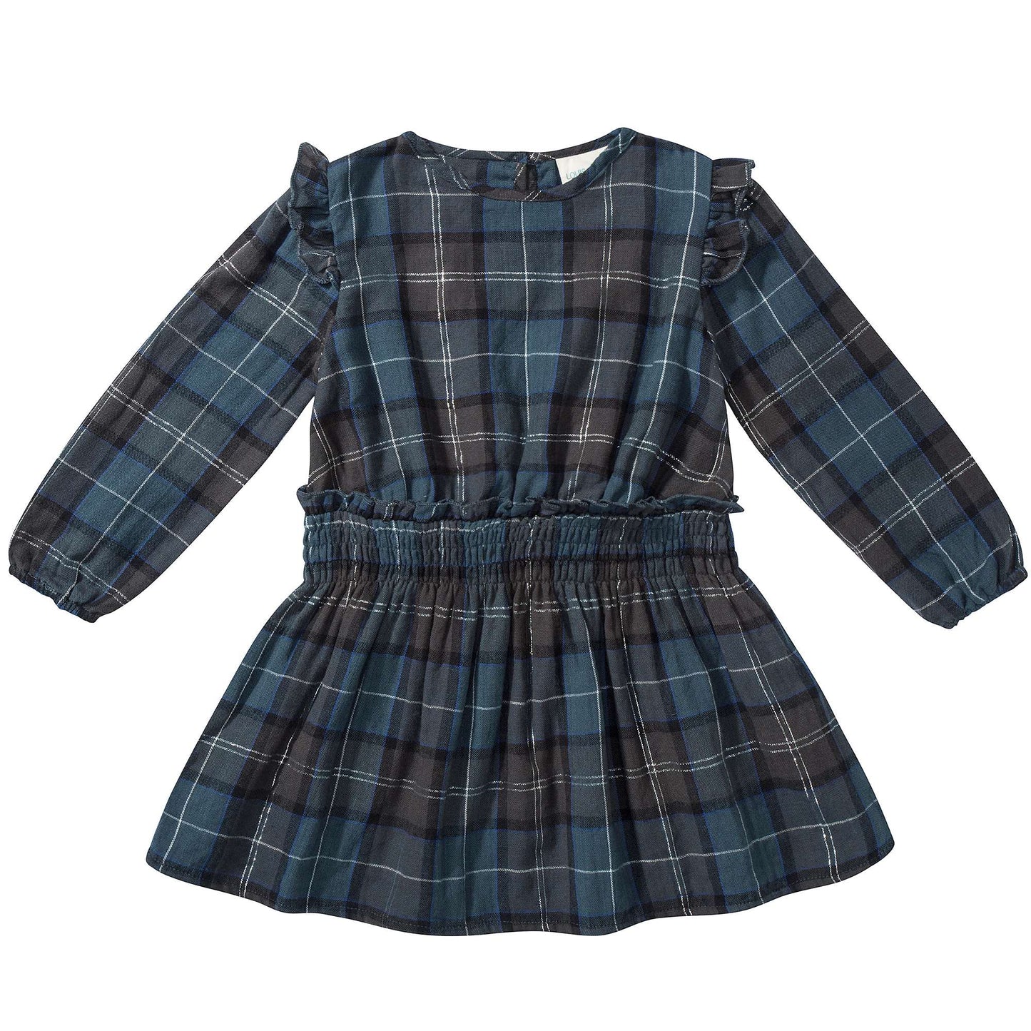 Girls Tartan silver Blue Cotton Dress
