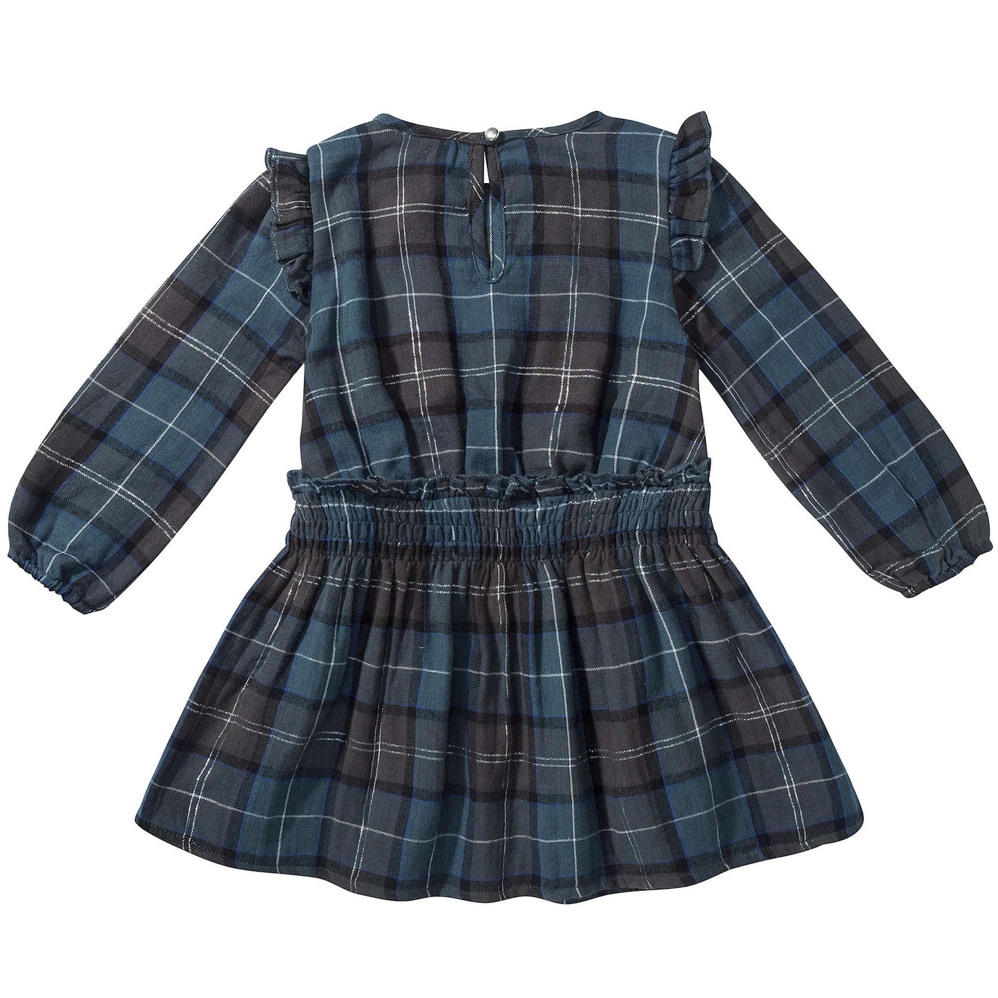 Girls Tartan silver Blue Cotton Dress