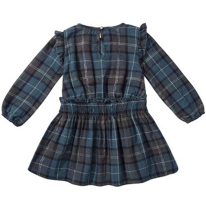 Girls Tartan silver Blue Cotton Dress