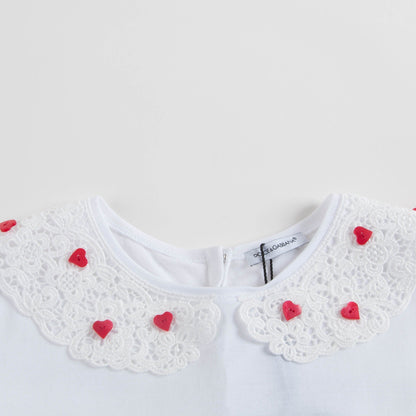 Girls White Cotton T-shirt