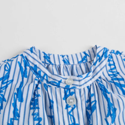 Girls Bright Blue Cotton Shirt