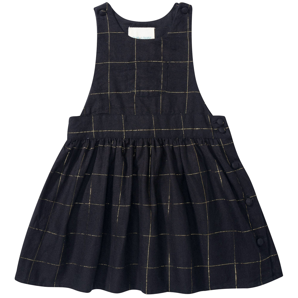 Baby Girls Big Check Gold Black Cotton Dress