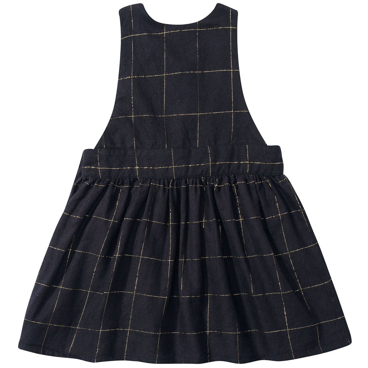 Baby Girls Big Check Gold Black Cotton Dress