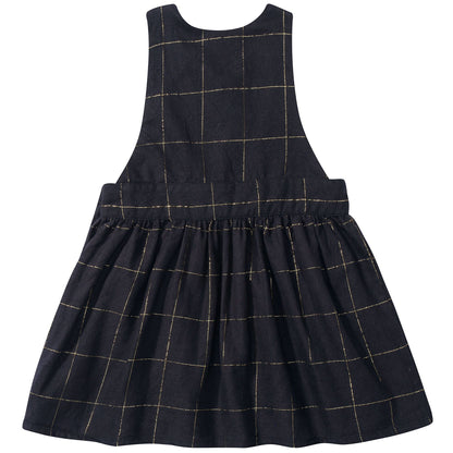 Baby Girls Big Check Gold Black Cotton Dress