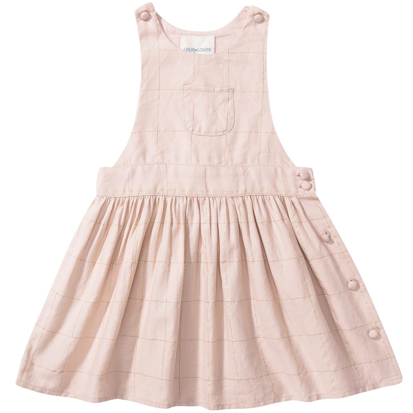 Baby Girls Pink Big check gold lurex  Cotton Dress