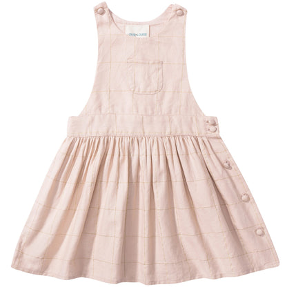 Baby Girls Pink Big check gold lurex  Cotton Dress