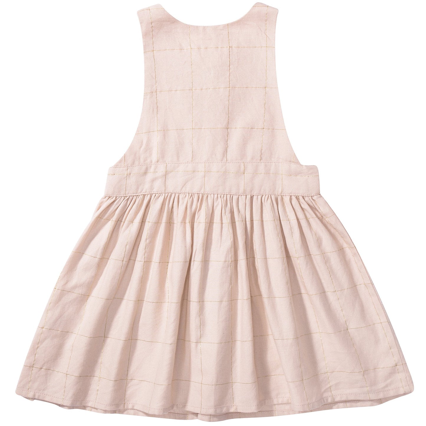 Baby Girls Pink Big check gold lurex  Cotton Dress