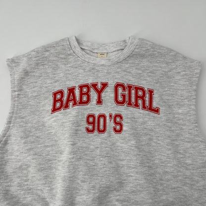 女童浅灰色Logo棉背心