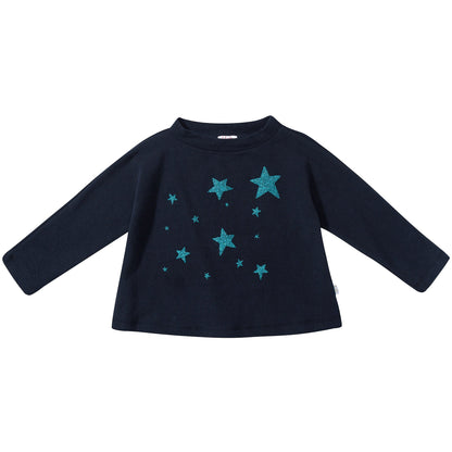 Girls Navy Blue Cotton Two Piece Sets