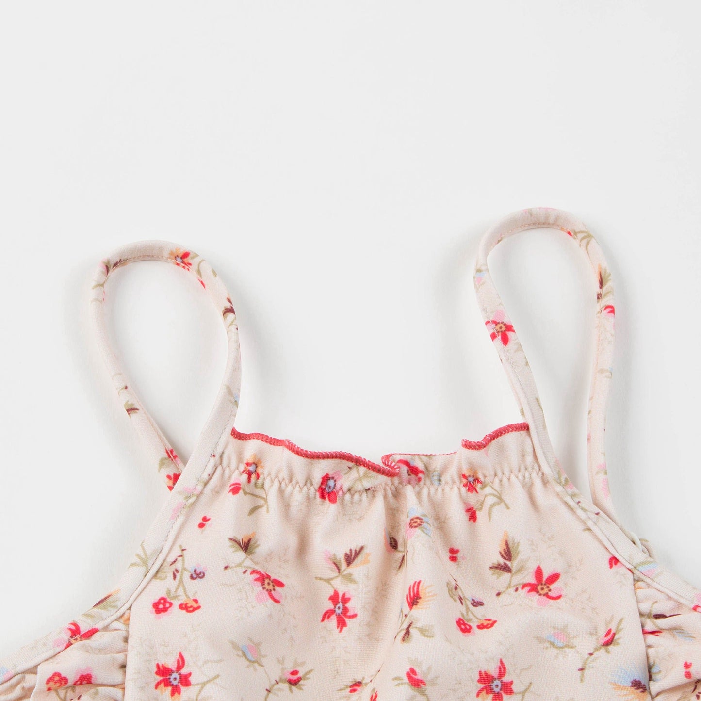 Girls Pink Floral Jersey Swimsuit