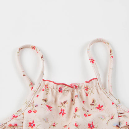 Girls Pink Floral Jersey Swimsuit