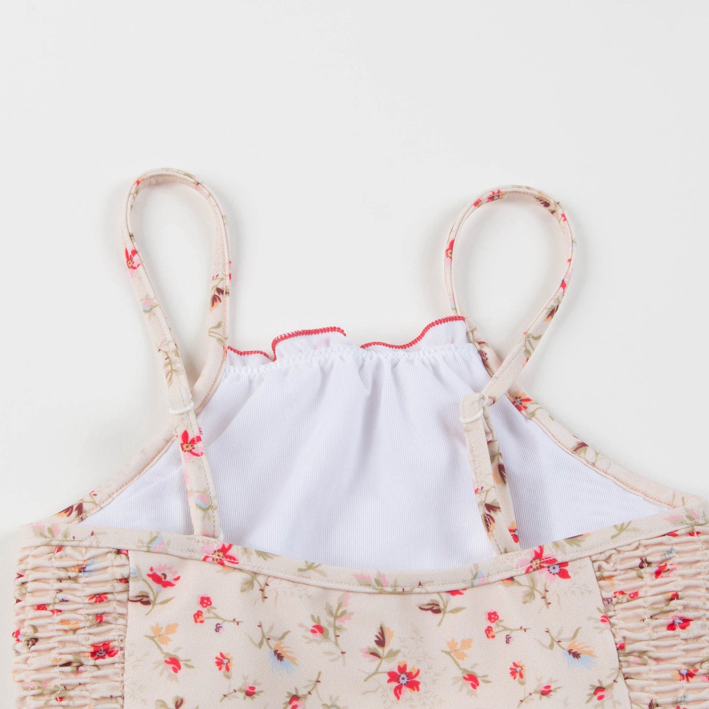 Girls Pink Floral Jersey Swimsuit