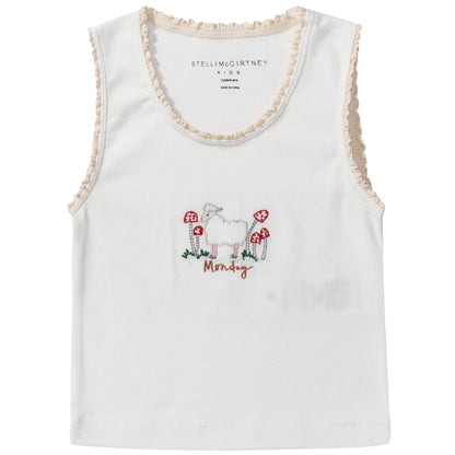 Girls White Organic Cotton  Vests 7 Pack Gift Set