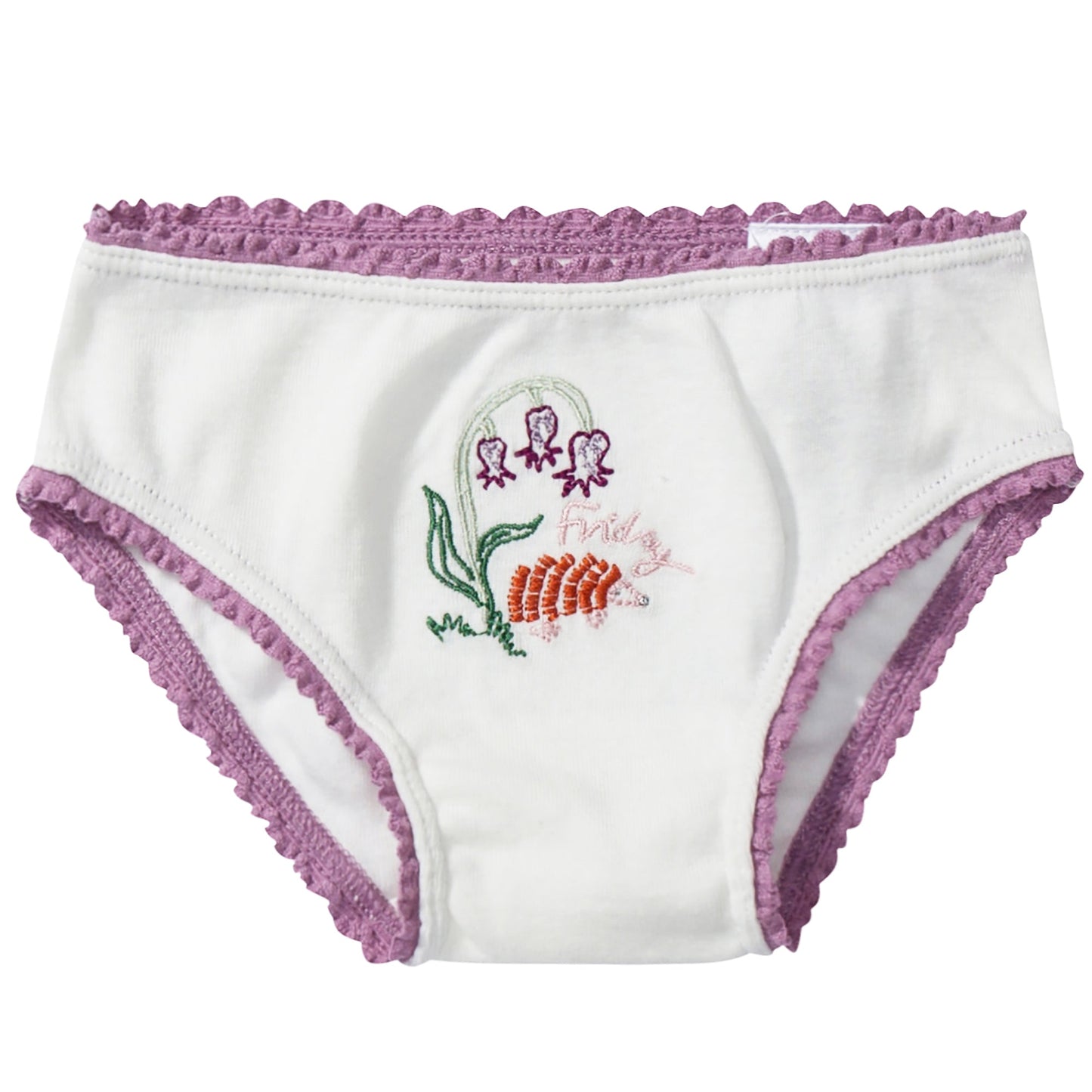 Girls White Organic Cotton Goat  Underwear 7 Pack Gift Set