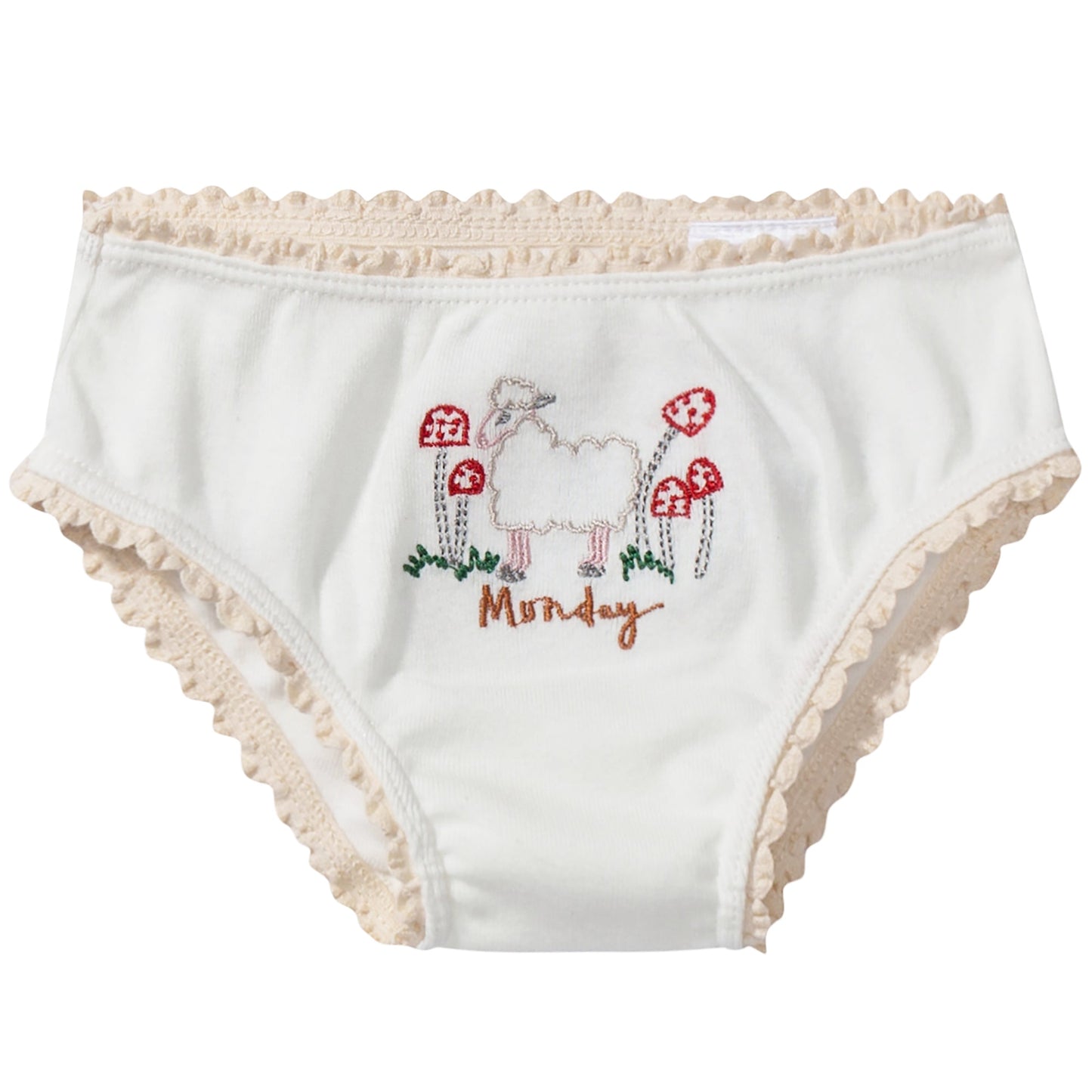 Girls White Organic Cotton Goat  Underwear 7 Pack Gift Set