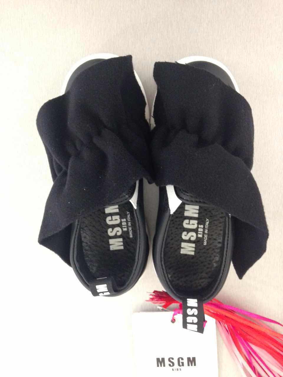Girls Black Logo Trainers With Ruffle