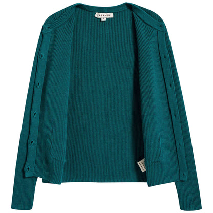Girls Teal Cotton Zenobia Cardigan