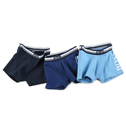Boys Blue Cotton Logo Underwear