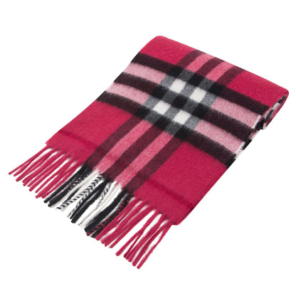 Girls  Fuchsia  Pink   Check   Wool   Scarves
