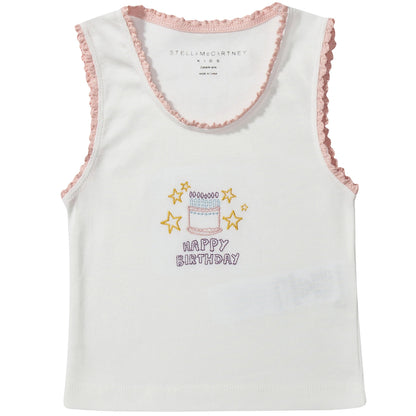 Girls White Organic Cotton Cake  Vests  Gift Set
